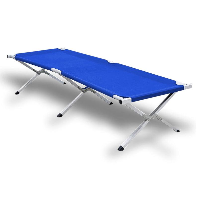 Load image into Gallery viewer, Camping Bed Folding Stretcher Light Weight w/ Carry Bag Camp Portable - blue
