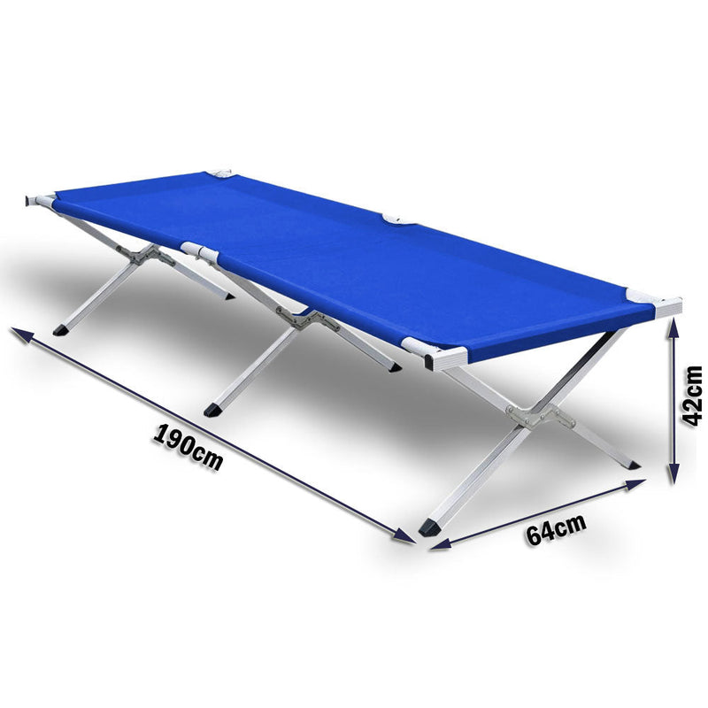 Load image into Gallery viewer, Camping Bed Folding Stretcher Light Weight w/ Carry Bag Camp Portable - blue

