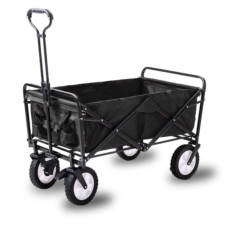 Load image into Gallery viewer, Foldable Collapsible Wagon Cart Garden Beach Outdoor Shopping Trolley Camping Brake - Black
