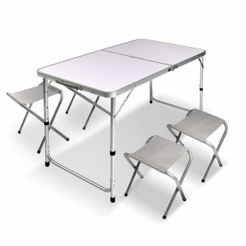 Load image into Gallery viewer, Portable Folding Picnic Camping Set BBQ Party Aluminium Table 4 Foldable Chairs
