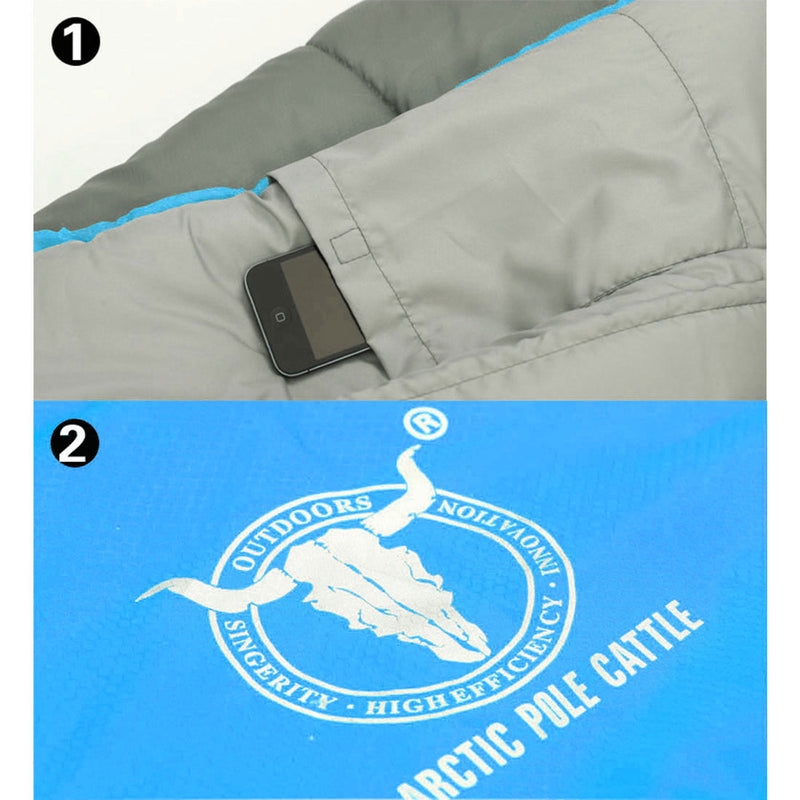 Load image into Gallery viewer, Double Camping Envelope Twin Sleeping Bag Thermal Tent Hiking Winter -15C - blue
