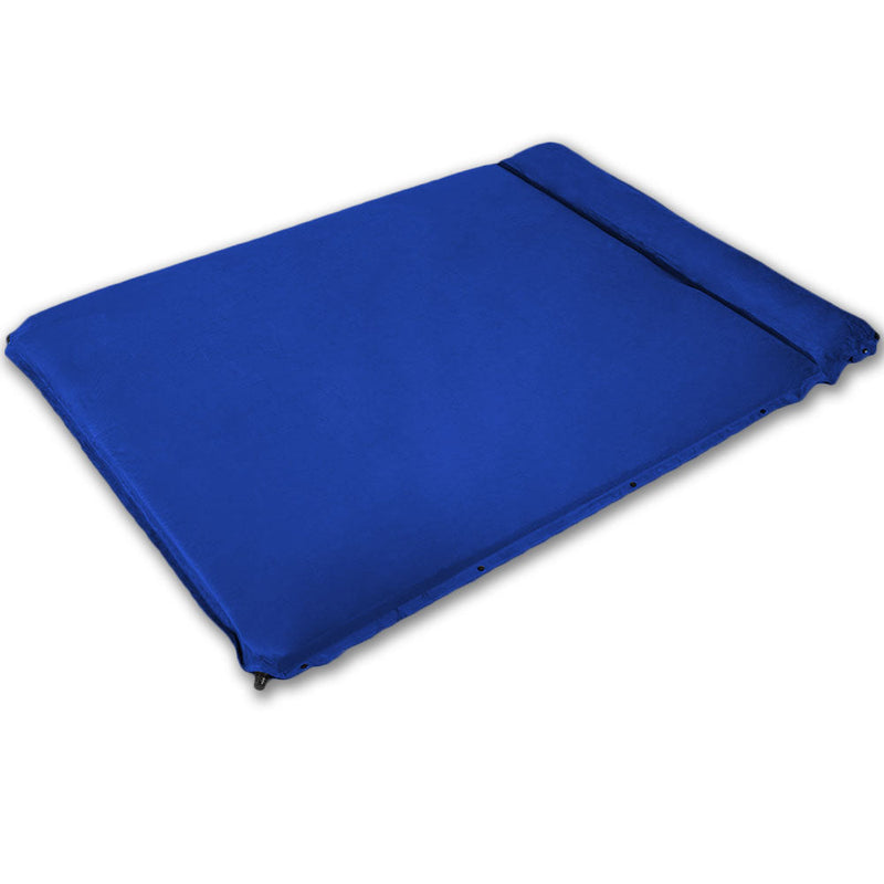 Load image into Gallery viewer, Double Self inflating Suede Mattress Mat Sleeping Pad Air Bed Camping Hiking - blue
