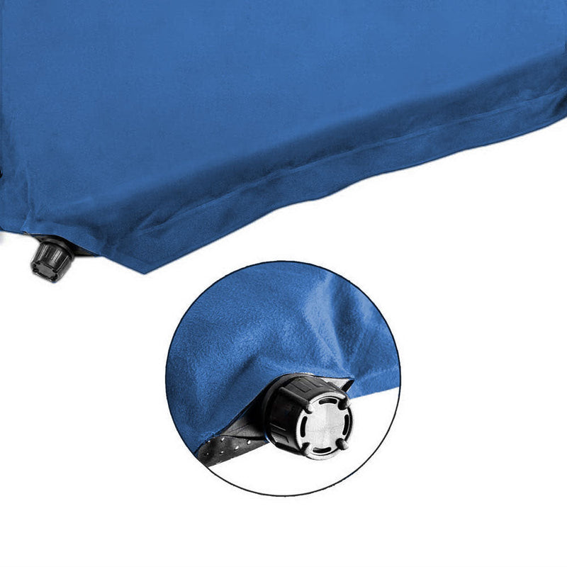 Load image into Gallery viewer, Double Self inflating Suede Mattress Mat Sleeping Pad Air Bed Camping Hiking - blue
