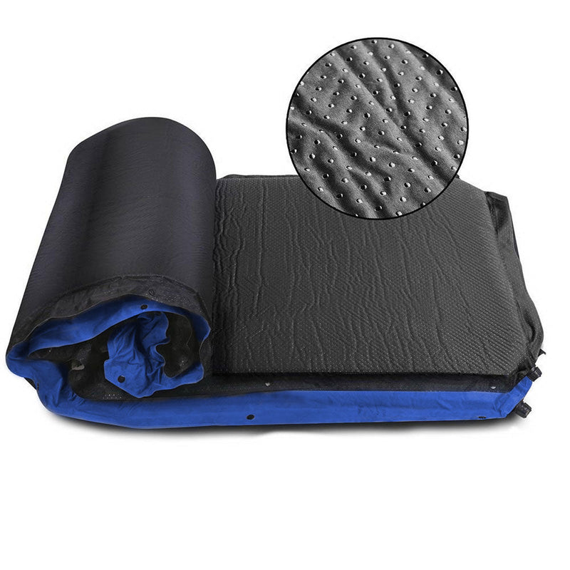 Load image into Gallery viewer, Double Self inflating Suede Mattress Mat Sleeping Pad Air Bed Camping Hiking - blue

