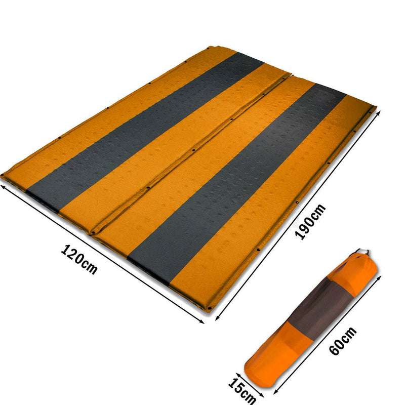 Load image into Gallery viewer, Double Self Inflating Mattress Sleeping Mat Air Bed Camping Hiking Joinable - orange
