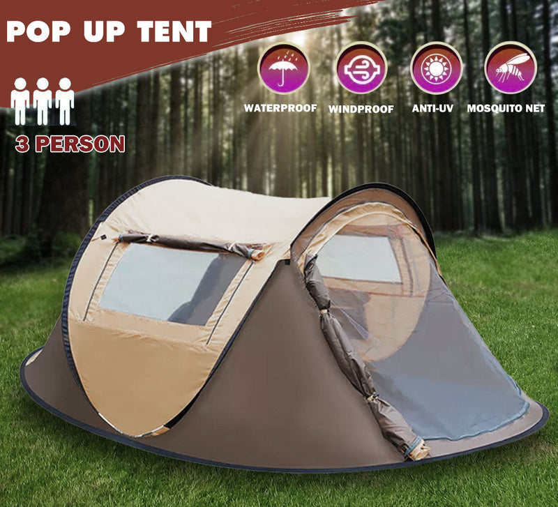 Load image into Gallery viewer, Waterproof Instant Up Beach Camping Tent 3 Person Pop up Tents Family Hiking Dome
