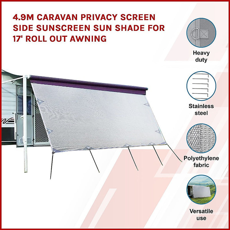 Load image into Gallery viewer, 4.9m Caravan Privacy Screen Side Sunscreen Sun Shade for 17&#39; Roll Out Awning
