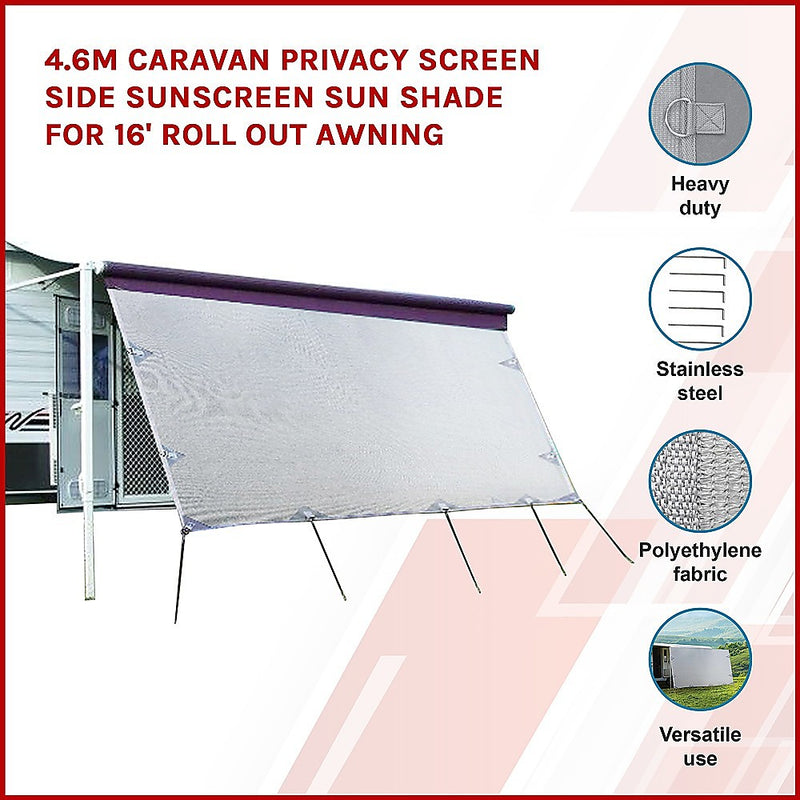 Load image into Gallery viewer, 4.6m Caravan Privacy Screen Side Sunscreen Sun Shade for 16&#39; Roll Out Awning
