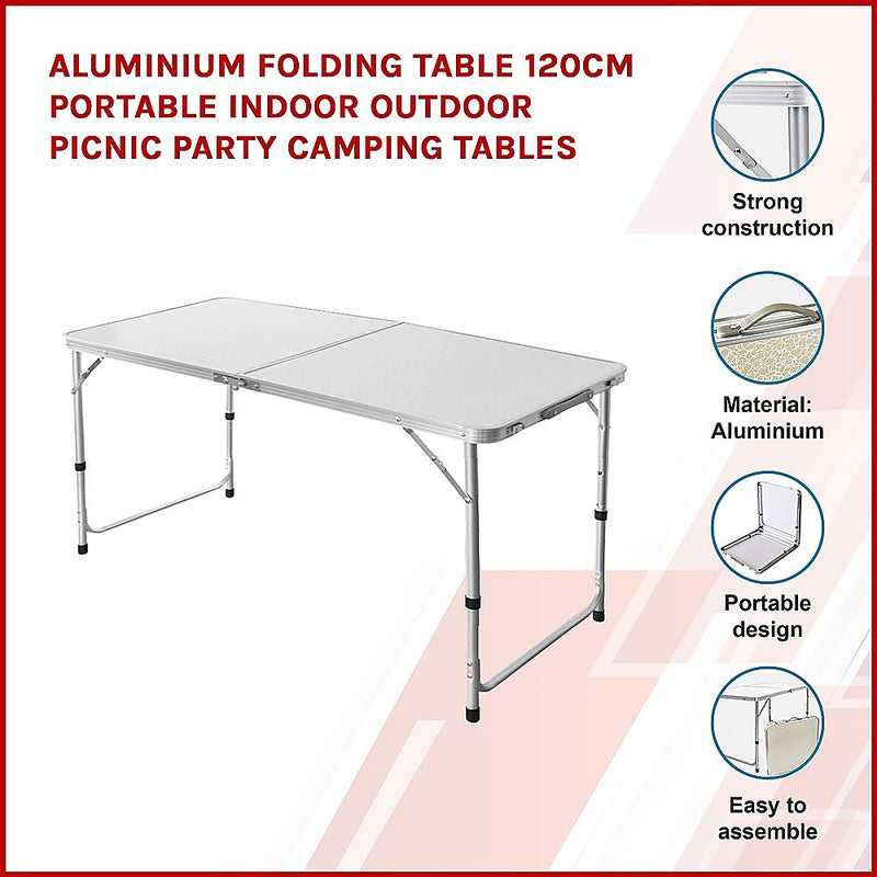 Load image into Gallery viewer, Aluminium Folding Table 120cm Portable Indoor Outdoor Picnic Party Camping Tables
