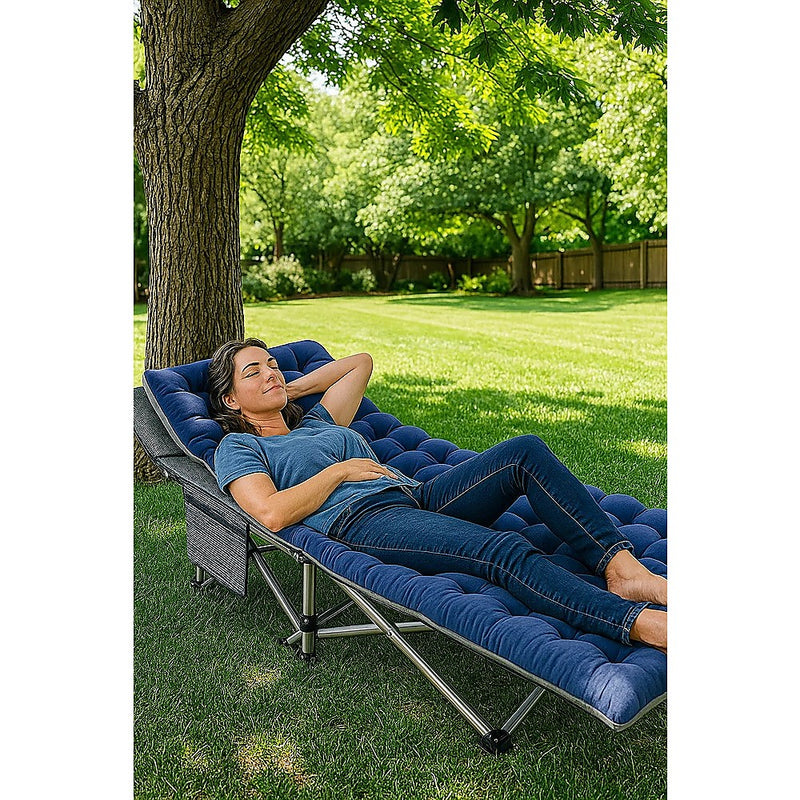 Load image into Gallery viewer, Camping Bed Elevated Cot with Mattress – Foldable Outdoor Sleeping Bed for Adults
