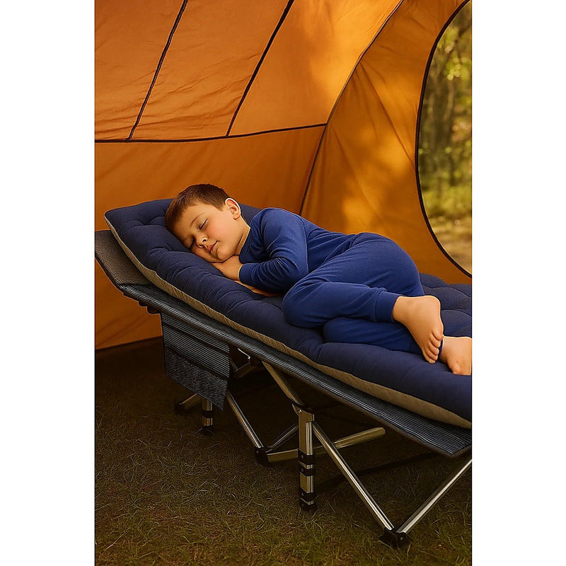 Load image into Gallery viewer, Camping Bed Elevated Cot with Mattress – Foldable Outdoor Sleeping Bed for Adults
