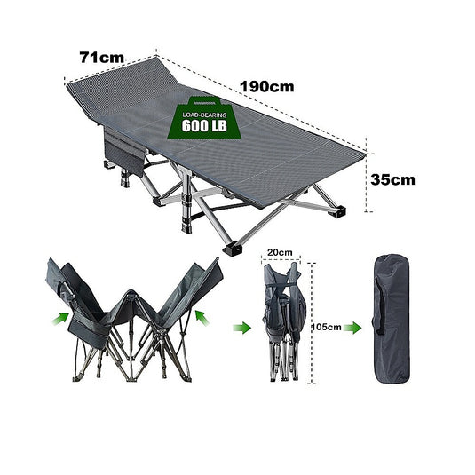 Camping Bed Elevated Cot with Mattress – Foldable Outdoor Sleeping Bed for Adults
