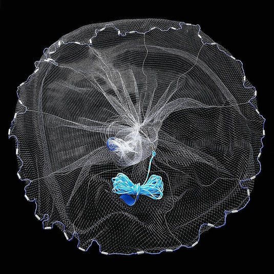 3m Nylon Fishing Cast Net – Quick Throw Mesh with Chain Weights & Drawstring