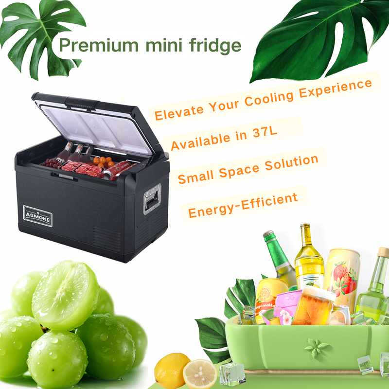 Load image into Gallery viewer, ASMOKE Premium Mini Fridge | 37L Compact Refrigerator with Roll-Bond Evaporator &amp; Internal Light

