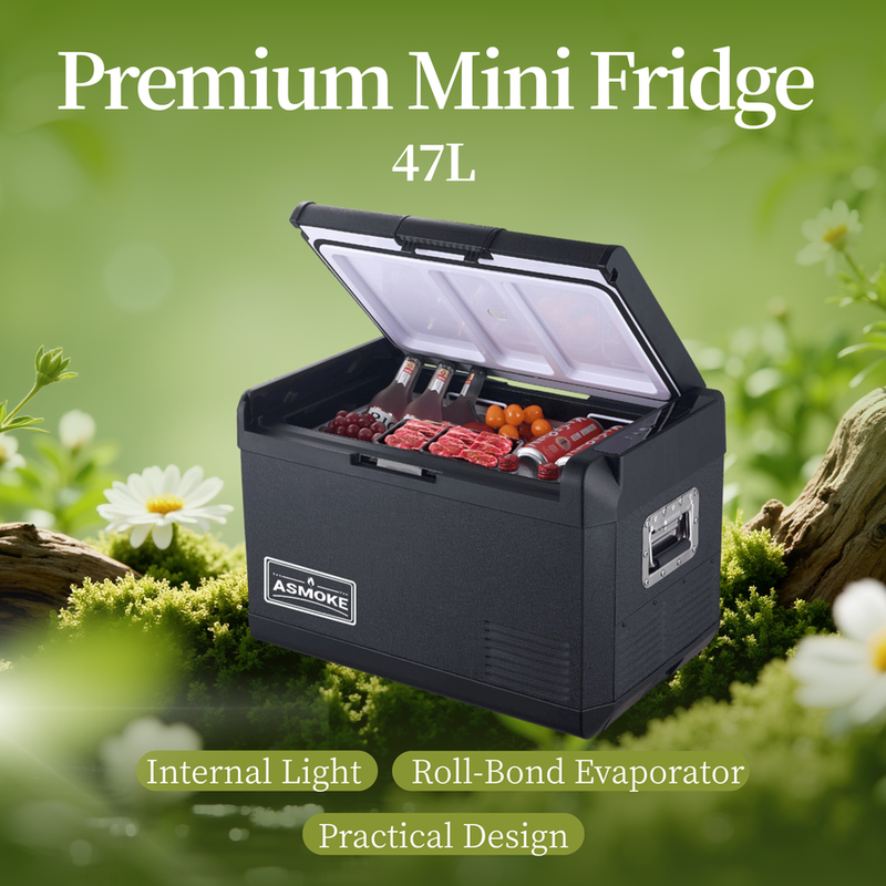 Load image into Gallery viewer, ASMOKE Premium Mini Fridge | 47L Compact Refrigerator with Roll-Bond Evaporator &amp; Internal Light
