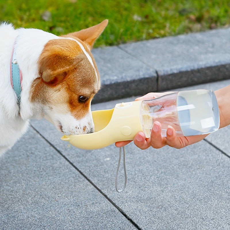 Load image into Gallery viewer, Portable Dog Water Bottle with Bowl Dispenser - 380ml Yellow Pet Travel Cup, Leak-proof, One-Hand Operation
