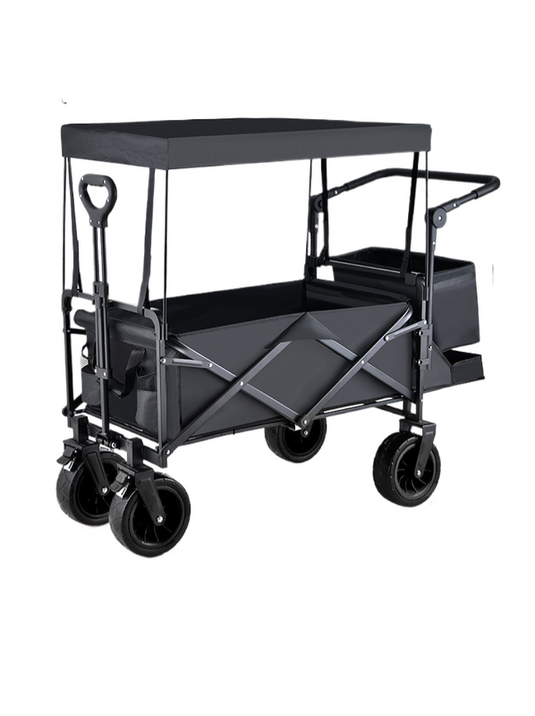 Garden Folding Cart with Canopy, black 120*50.5*105cm