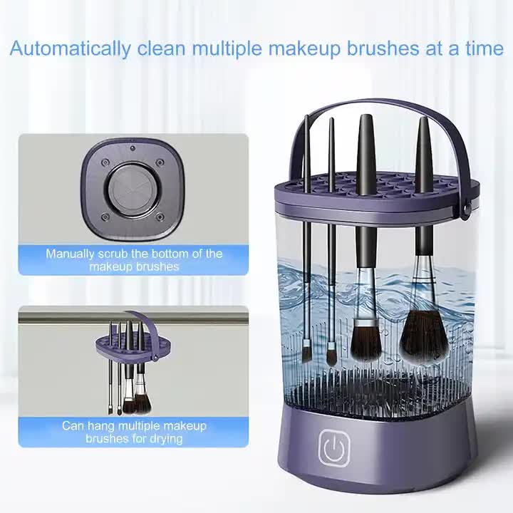 Load image into Gallery viewer, Electric Makeup Brush Cleaner with USB Rechargeable Design - Fast, Convenient Cleaning for All Brush Sizes(Purple)
