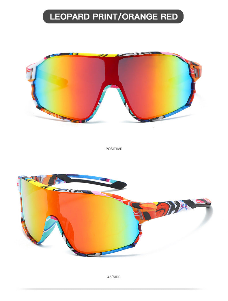 Load image into Gallery viewer, Fashionable Sports Sunglasses with Colorful Mirror Lenses - UV400 Protection for Cycling &amp; Outdoor Activities  Leopard

