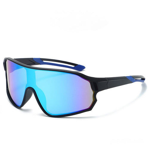 Fashionable Sports Sunglasses with Colorful Mirror Lenses - UV400 Protection for Cycling & Outdoor Activities  blue