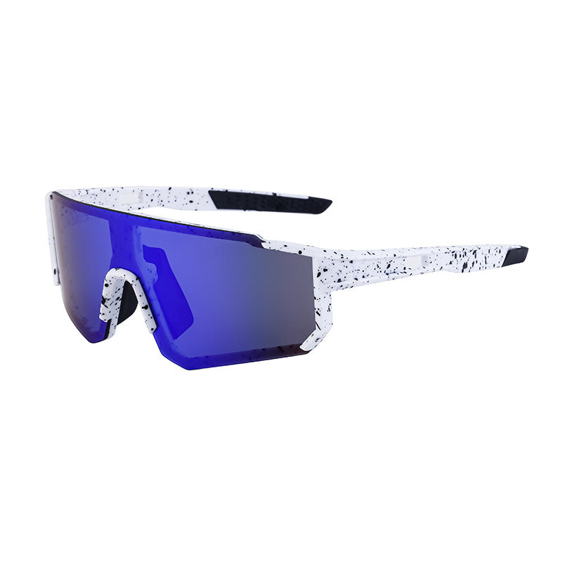 Load image into Gallery viewer, Ink Dot White Frame Blue Mirrored Sports Sunglasses | UV400 Protection &amp; Lightweight Design
