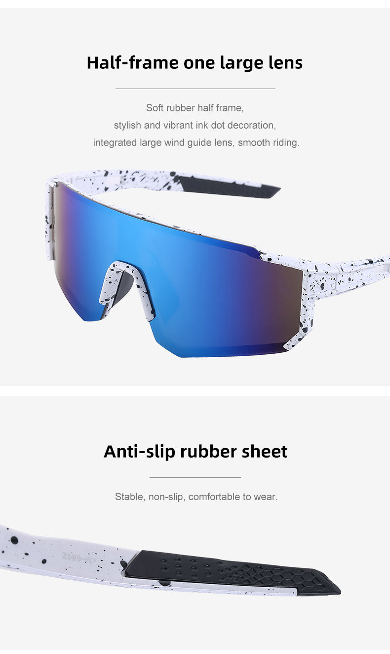 Load image into Gallery viewer, Ink Dot White Frame Blue Mirrored Sports Sunglasses | UV400 Protection &amp; Lightweight Design
