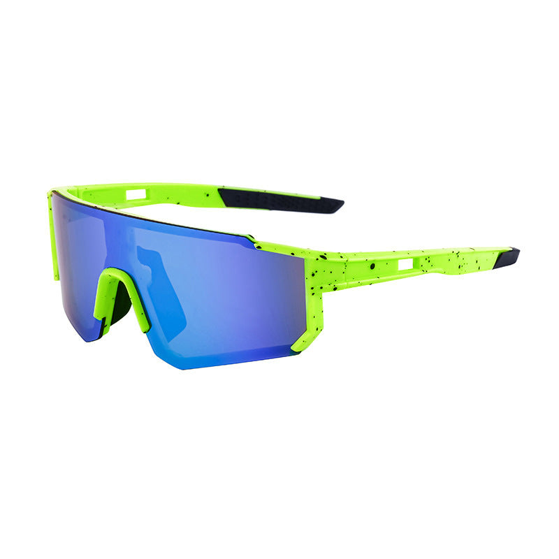 Load image into Gallery viewer, Neon Green Sports Sunglasses with Blue Mirrored Lens | UV400 Polarized Performance Shades
