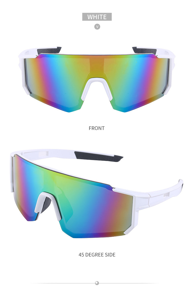 Load image into Gallery viewer, White Frame Sports Sunglasses with Rainbow Mirrored Lens | UV400 Multi-Sport Eyewear
