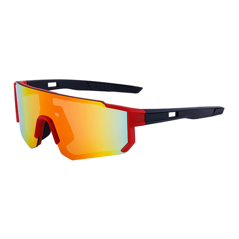 Load image into Gallery viewer, Red and Black Frame Sports Sunglasses with Fire Mirrored Lens | UV400 Performance Eyewear
