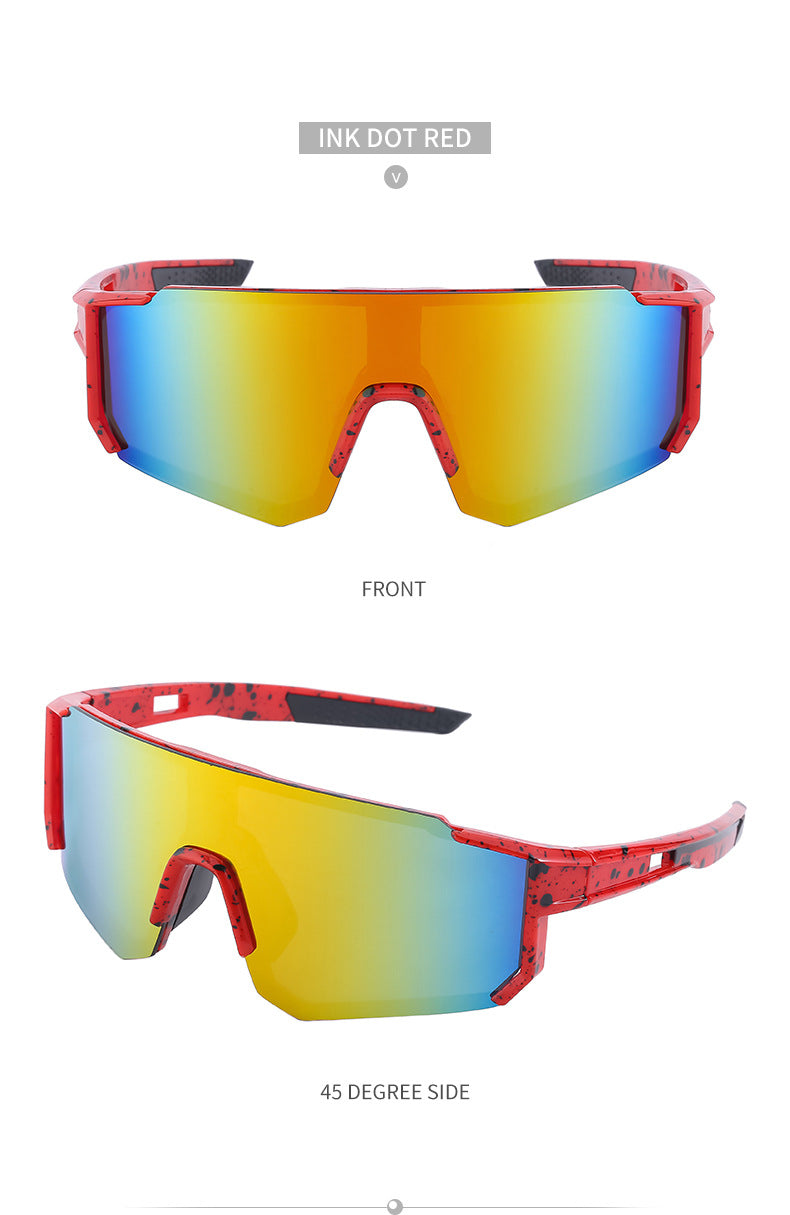 Load image into Gallery viewer, Red and Black Frame Sports Sunglasses with Fire Mirrored Lens | UV400 Performance Eyewear
