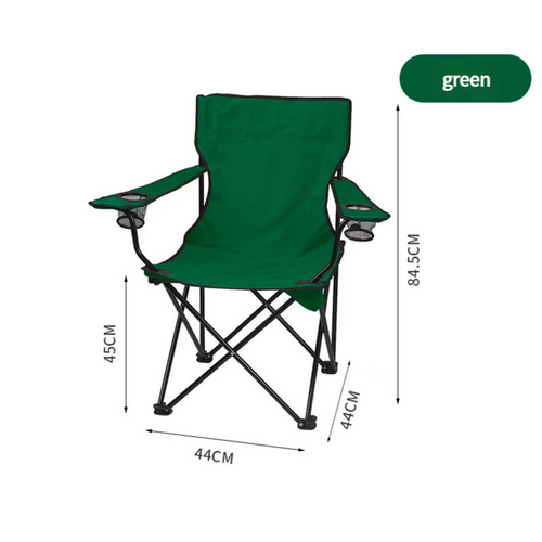 2pcs Green Portable Folding Camping Chair with Armrests and Cup Holder