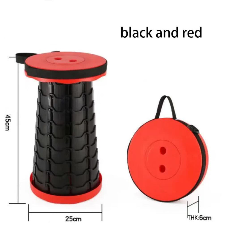 Load image into Gallery viewer, Portable Collapsible Telescopic Stool - Foldable, Lightweight, Adjustable, and Compact Camping Chair (Red-black)
