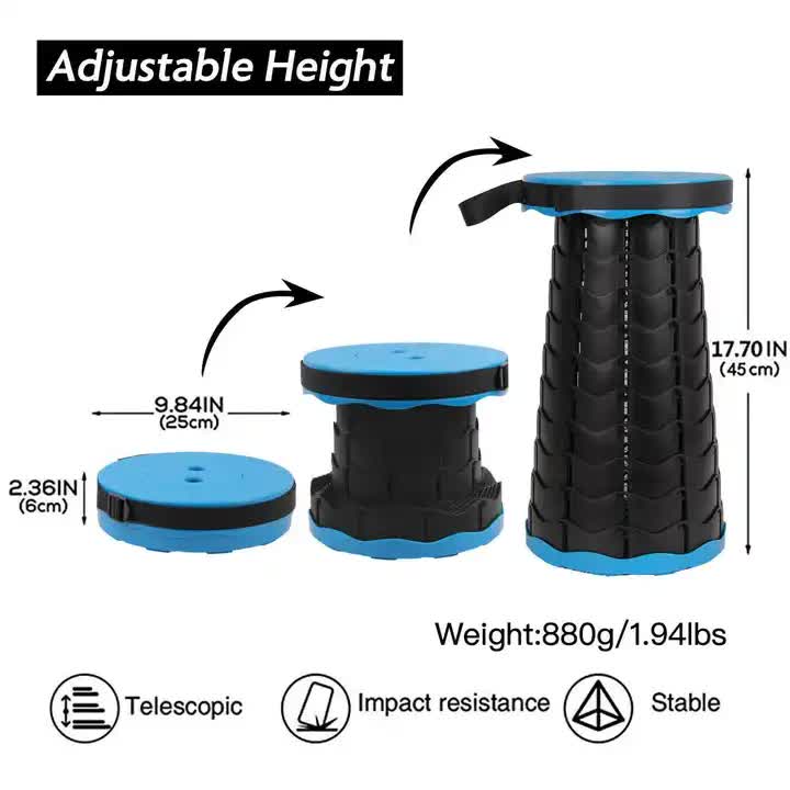 Load image into Gallery viewer, Portable Collapsible Telescopic Stool - Foldable, Lightweight, Adjustable, and Compact Camping Chair (Sky blue-Black)
