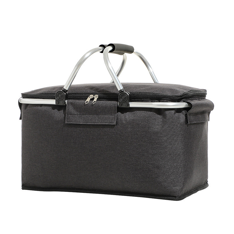 Load image into Gallery viewer, Insulated Picnic Basket with Aluminum Frame - Portable Collapsible Cooler Bag 18L 40*20*23cm(Black)
