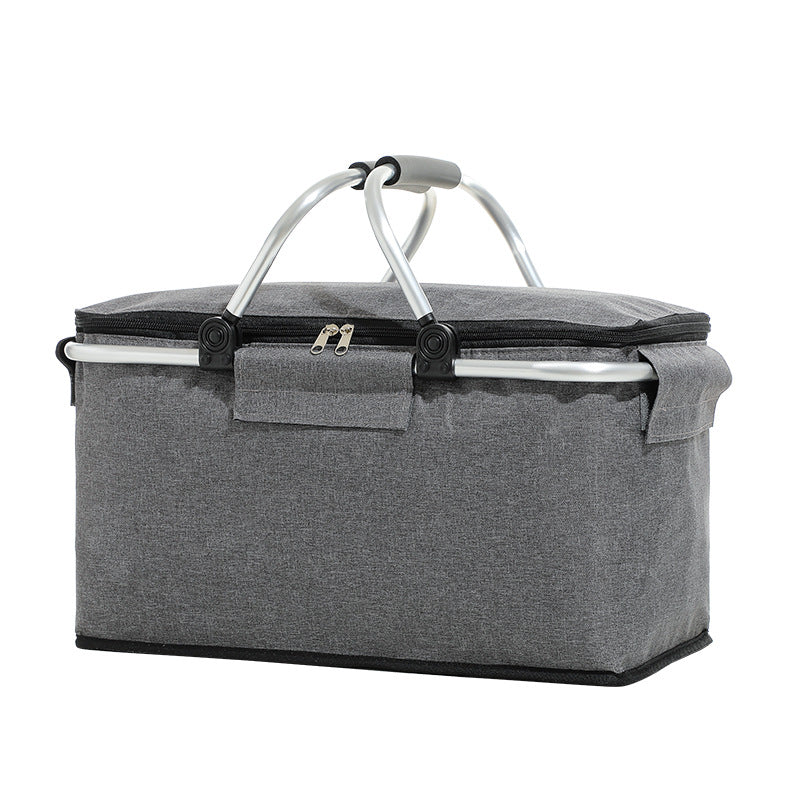 Load image into Gallery viewer, Insulated Picnic Basket with Aluminum Frame - Portable Collapsible Cooler Bag 18L 40*20*23cm(Gray)
