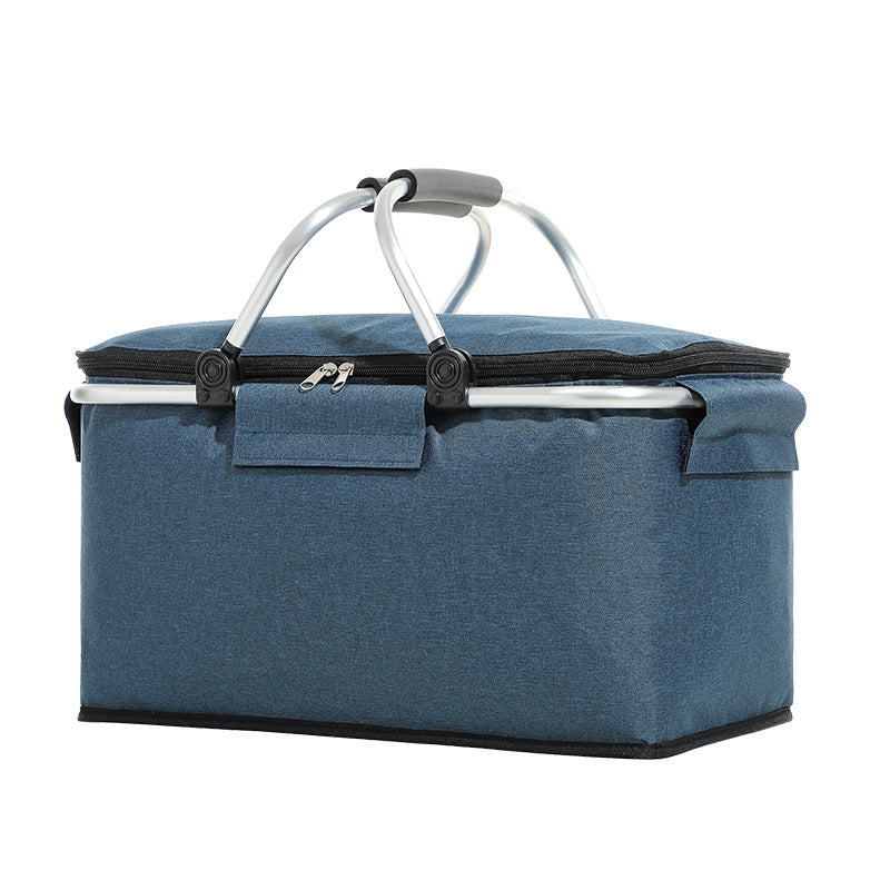 Load image into Gallery viewer, Insulated Picnic Basket with Aluminum Frame - Portable Collapsible Cooler Bag 18L 40*20*23cm(Navy Blue)
