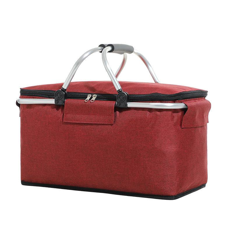 Load image into Gallery viewer, Insulated Picnic Basket with Aluminum Frame - Portable Collapsible Cooler Bag 18L 40*20*23cm(Wine Red)
