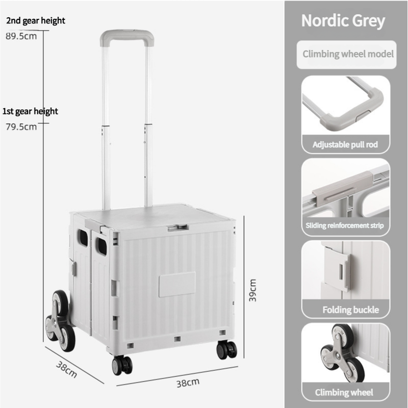 Load image into Gallery viewer, Nordic Grey Climbing Wheel Folding Cart - Compact and Durable for Outdoor Camping and Picnics
