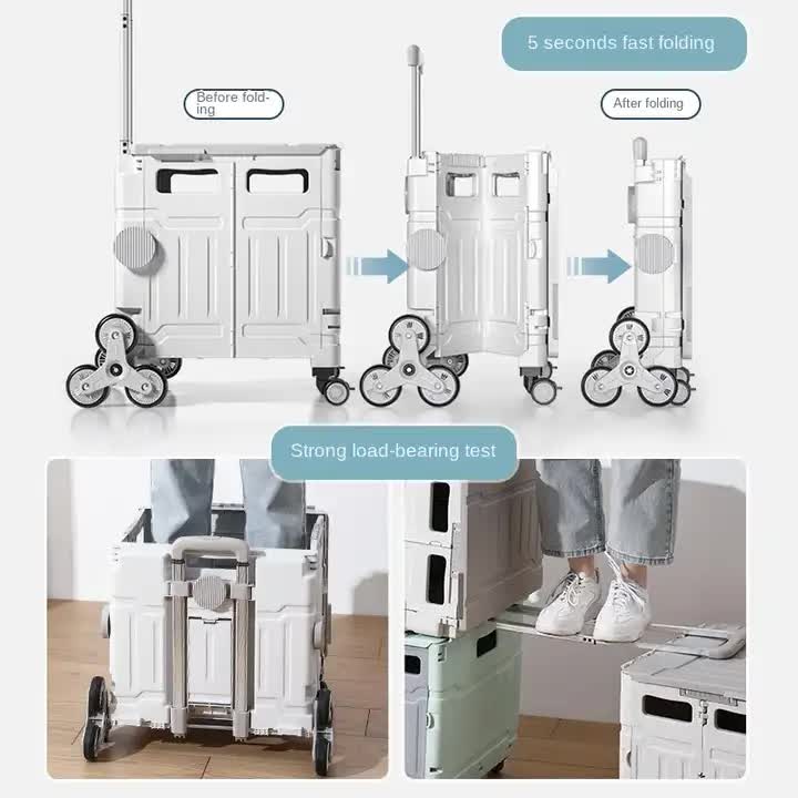 Load image into Gallery viewer, Nordic Grey Climbing Wheel Folding Cart - Compact and Durable for Outdoor Camping and Picnics
