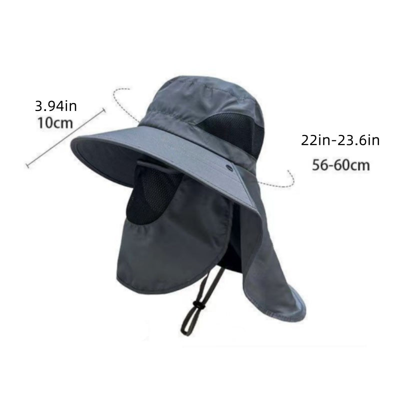 Load image into Gallery viewer, Black Outdoor UV Protection Hat for Men - Detachable Face &amp; Neck Shield, Large Brim Sun Hat for Fishing, Hiking, and Outdoor Activities
