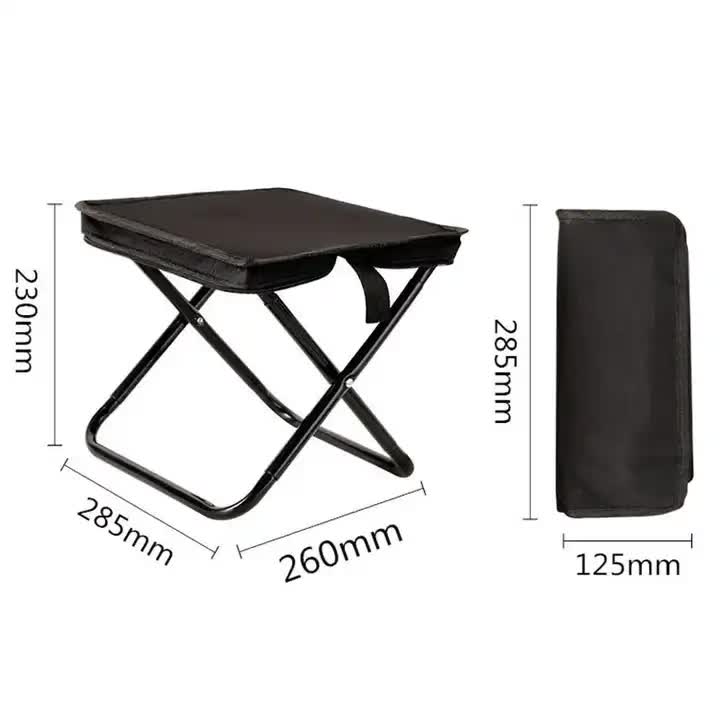 Load image into Gallery viewer, Black Outdoor Folding Stool with Carrying Handle - Portable Camping Seat, Fishing Chair, Collapsible Zipper Stool for Outdoors, Queueing, and More
