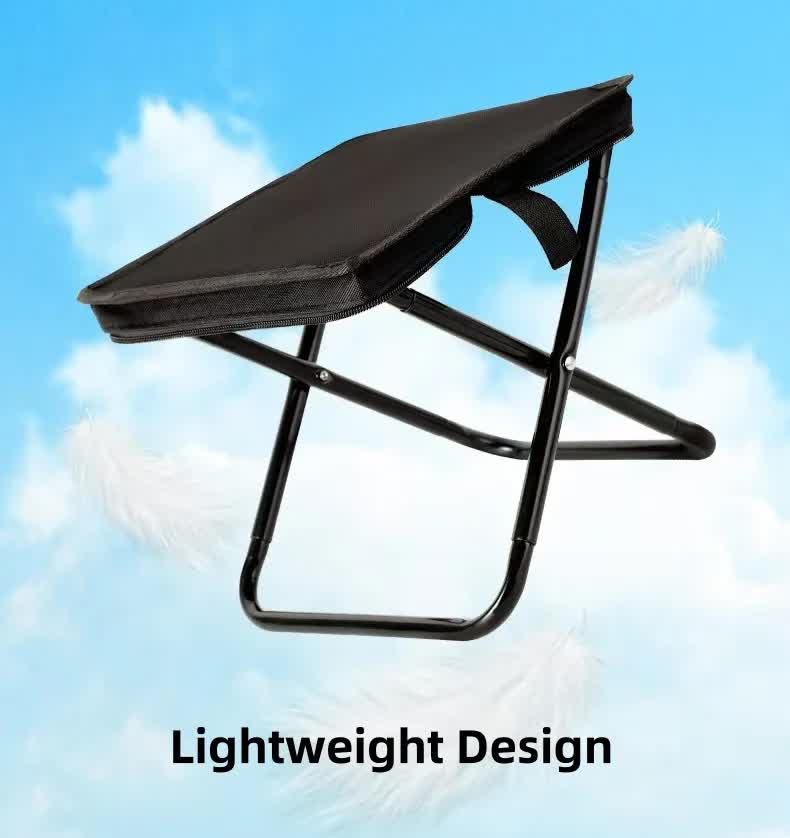 Load image into Gallery viewer, Black Outdoor Folding Stool with Carrying Handle - Portable Camping Seat, Fishing Chair, Collapsible Zipper Stool for Outdoors, Queueing, and More
