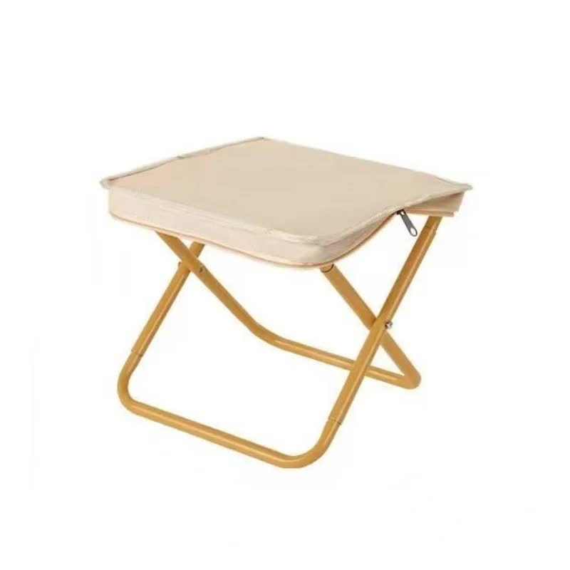 Load image into Gallery viewer, Beige Outdoor Folding Stool with Carrying Handle - Portable Camping Seat, Fishing Chair, Collapsible Zipper Stool for Outdoors, Queueing, and More
