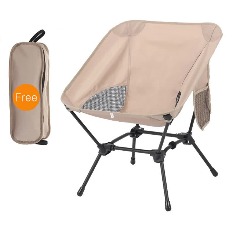 Load image into Gallery viewer, Beige Portable Lightweight Folding Beach Chair - Compact Fishing Chair with Square Legs for Outdoor Use
