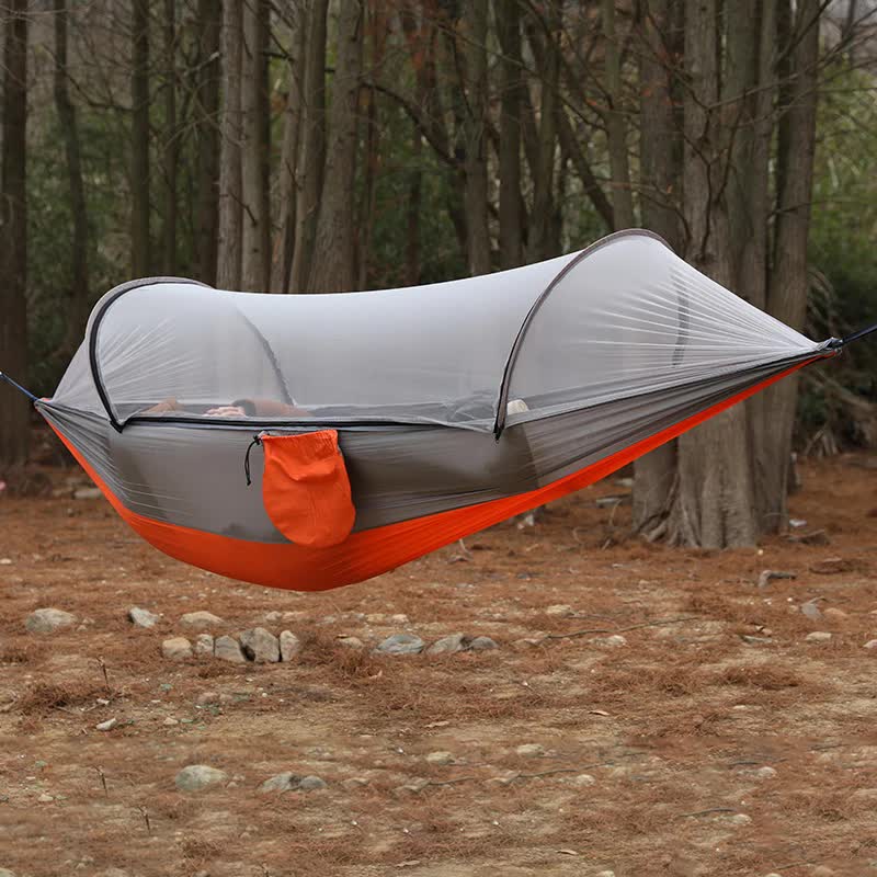 Load image into Gallery viewer, Red Outdoor Camping Hammock with Mosquito Net, Anti-Tip Nylon Fabric, Single/Double Person Quick-Setup Hammock
