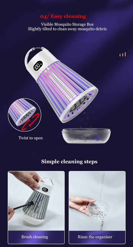 360° Electric Mosquito Killer Lamp - UV Light Insect Zapper with Digital Display for Indoor and Outdoor Use