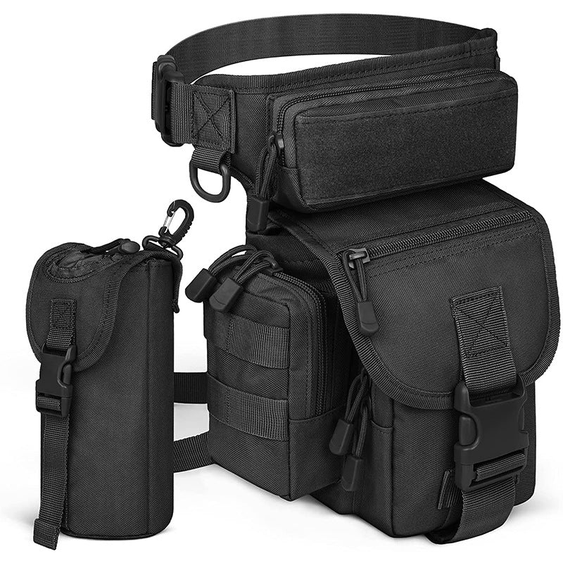 Load image into Gallery viewer, Black Outdoor Tactical Military Leg Bag - Durable Multi-Pocket Utility Waist Pack
