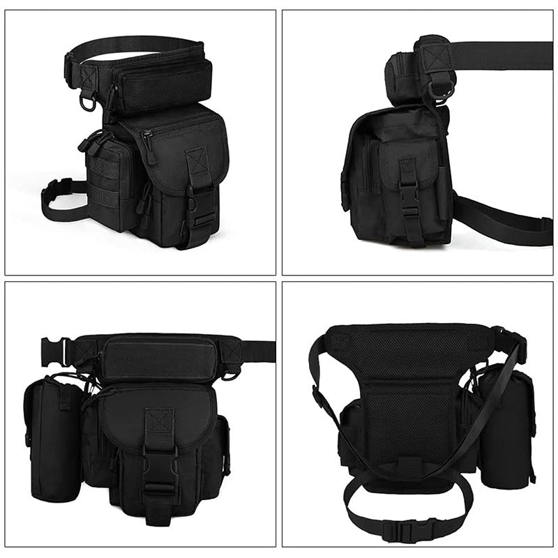Load image into Gallery viewer, Black Outdoor Tactical Military Leg Bag - Durable Multi-Pocket Utility Waist Pack
