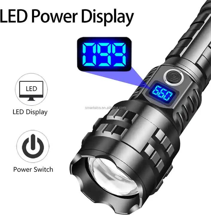 Load image into Gallery viewer, Gift Box LED Self-Defense Flashlight - Powerful Rechargeable Type-C LED Torch with Digital Display for Home &amp; Outdoor Use
