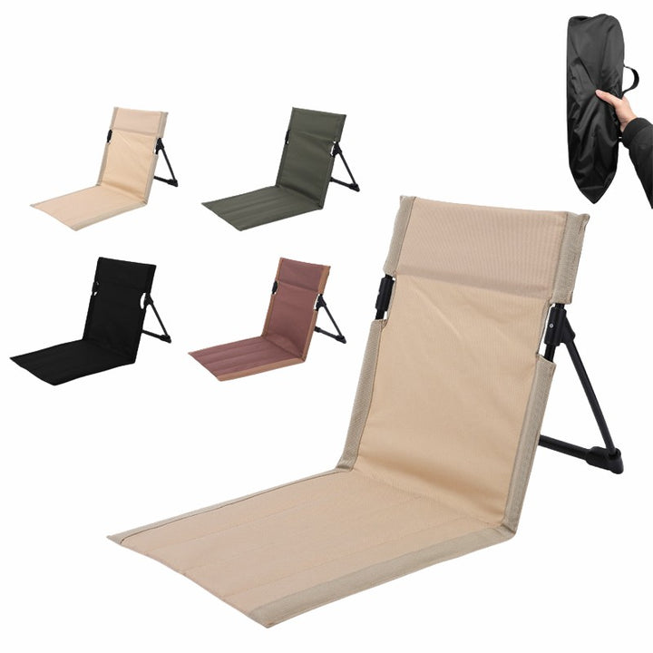 Load image into Gallery viewer, Black Outdoor Folding Lawn Chair with Backrest – Lightweight, Portable Camping Chair, Beach &amp; Park Recliner, Easy-to-Carry for Relaxing Outdoors
